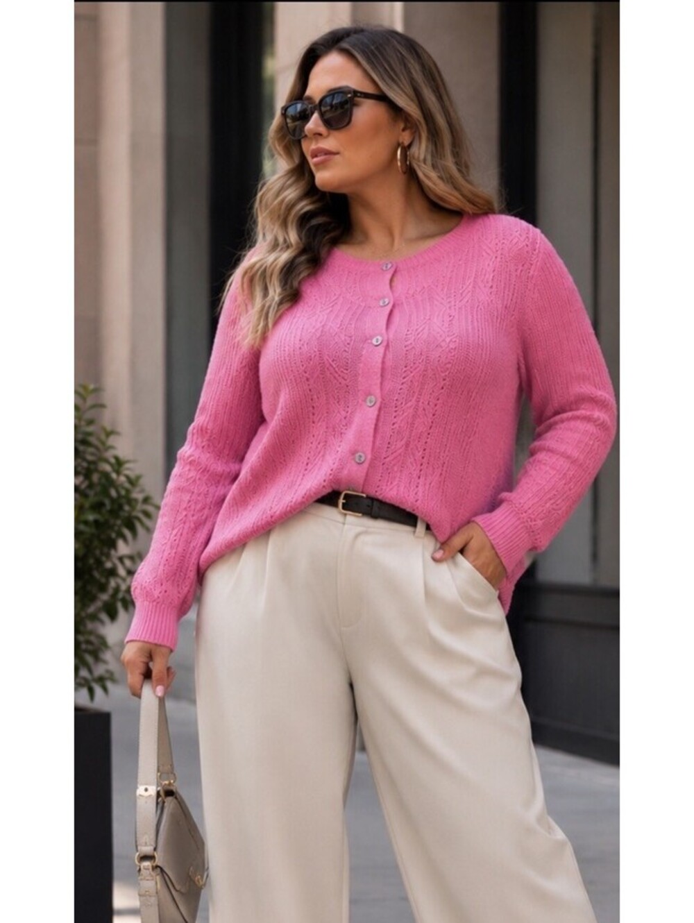 Sundance Linen Knit Cardigan Pink XXL Button Front Boho Sweater [COPY]